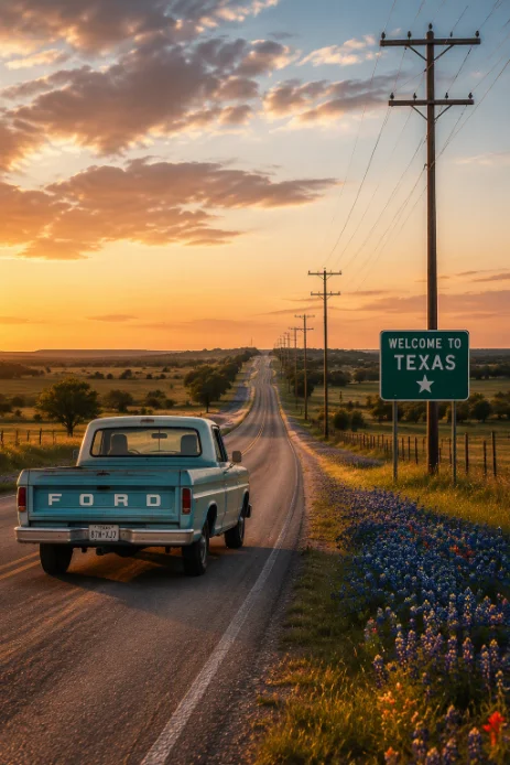 High-voltage power lines crossing the Texas countryside